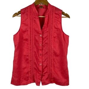 Ecologie Women's Size Medium Coral 100% Linen Sleeveless Tank Top Shirt NWOT
